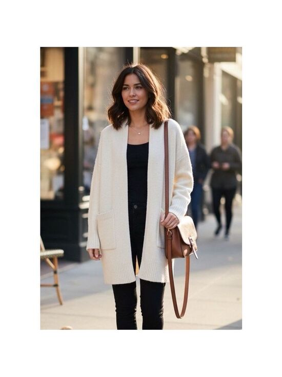 Ralph Lauren Sweaters - Polo Ralph Lauren Wool Open Front Cardigan Sweater Med Women Cream Pocket Preppy
